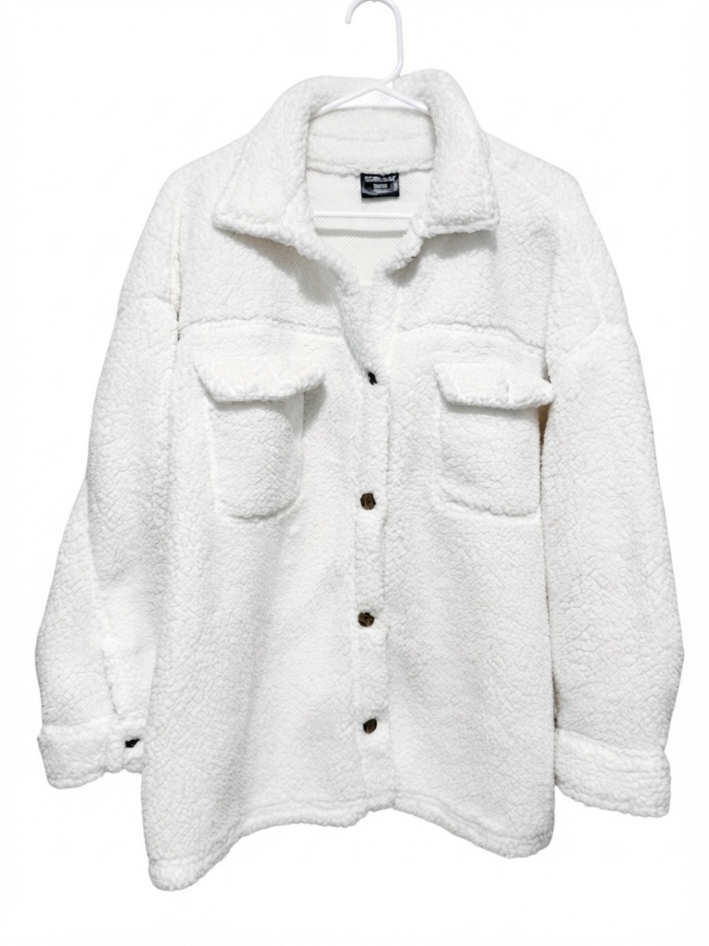 Women's 32° Degrees Oversized Fleece White Soft Cozy Sherpa Oversized Jacket, XL